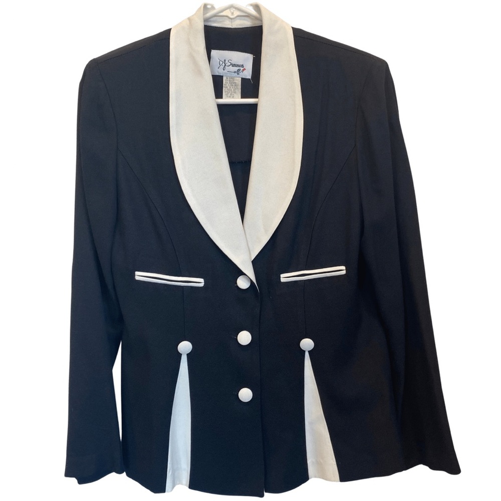 Vintage DJ Summers Black and White Blazer EUC Size 6P